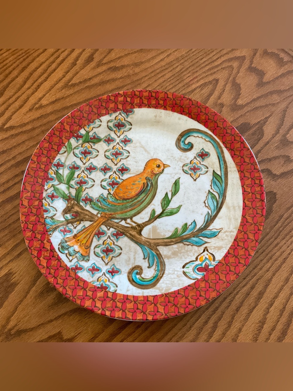 Prima Design Boho Artisan Decorative Ceramic Bird Plate, 10.5” in Diameter